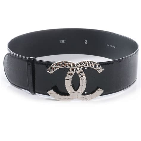 chanel black belt silver buckle.